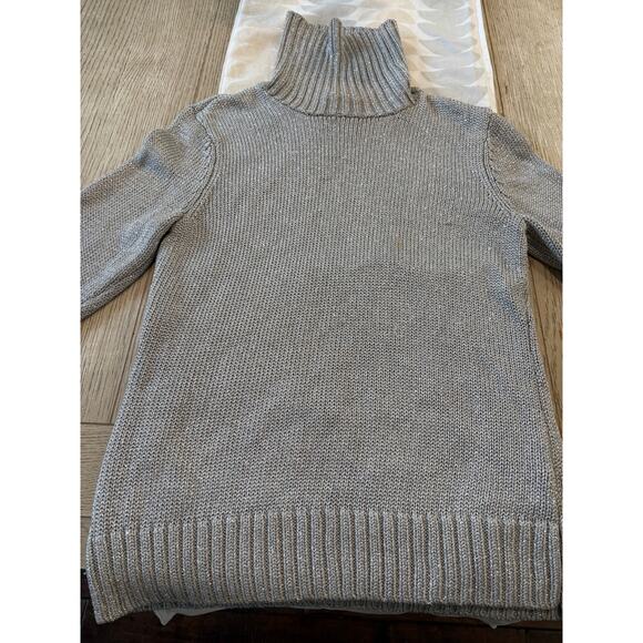 Ralph Lauren Women’s Silver Metallic Ribbed Turtleneck Sweater Small - Picture 7 of 8